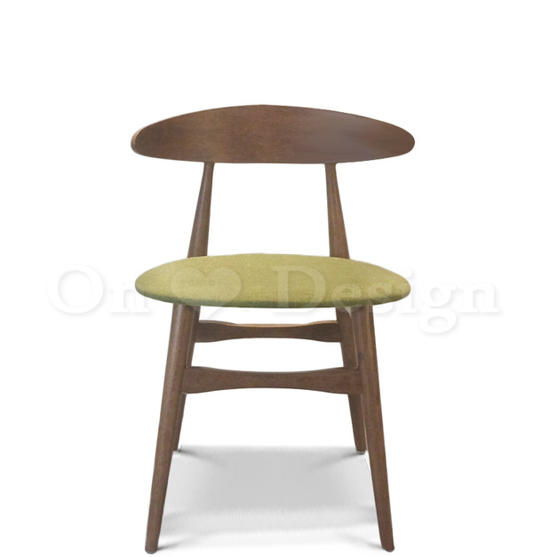 北歐極簡 設計款 小清新風格 餐椅 實木 餐廳椅 CH33 餐椅 胡桃-綠麻布