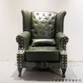 LUXURY 美式 復古 工業沙發 莫納 休閒椅 單人 沙發 -墨綠皮 (附小抱枕)_4
