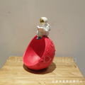 丹麥 北歐風 創意禮品 樹脂 擺件 裝飾品 太空人 首飾收納 擺飾 -紅色_4