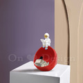 丹麥 北歐風 創意禮品 樹脂 擺件 裝飾品 太空人 首飾收納 擺飾 -紅色_1