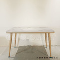 LUXURY 美式 奢華風 鍍金 客廳 咖啡桌 亞彌 大理石面 原木色腳 餐桌-130CM_2