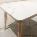 LUXURY 美式 奢華風 鍍金 客廳 咖啡桌 亞彌 大理石面 原木色腳 餐桌-130CM_5