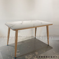 LUXURY 美式 奢華風 鍍金 客廳 咖啡桌 亞彌 大理石面 原木色腳 餐桌-130CM_3