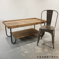 美式 復古 仿舊 LOFT咖啡桌 工業家具 仿古家具 老杉木 托盤 雙層 茶几-120CM_7