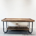 美式 復古 仿舊 LOFT咖啡桌 工業家具 仿古家具 老杉木 托盤 雙層 茶几-120CM_3