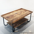 美式 復古 仿舊 LOFT咖啡桌 工業家具 仿古家具 老杉木 托盤 雙層 茶几-120CM_5