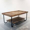 美式 復古 仿舊 LOFT咖啡桌 工業家具 仿古家具 老杉木 托盤 雙層 茶几-120CM_4