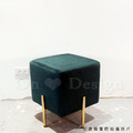 LUXURY 美式 極簡 鍍金 奢華風 穿鞋凳 玄關凳 可麗露 方型 矮凳 - 綠_5