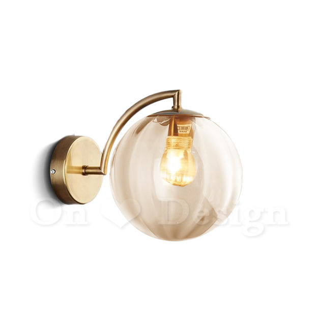 丹麥設計 北歐  設計師燈款 走道燈 金屬 鍍金 鐵 復古玻璃 洋蔥 壁燈-琥珀色