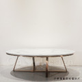 美式 奢華風 大理石 客廳 咖啡桌 餐邊桌 大理石 幾何 金 橢圓形 茶几-130CM_3