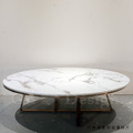 美式 奢華風 大理石 客廳 咖啡桌 餐邊桌 大理石 幾何 金 橢圓形 茶几-130CM_4