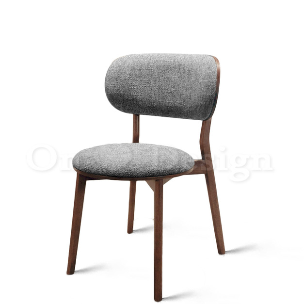 北歐風 小清新 輕工業風 普普風格 實木 餐椅  胡桃色莫比 餐椅 - 麻布灰