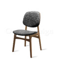 北歐極簡 設計款 小清新風格 餐椅 實木 餐廳椅 日式 艾羅 餐椅 柚木色-粗麻灰