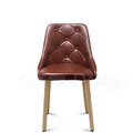 LUXURY 法式 復古 工業風 鐵 餐椅 喬瑟夫 格菱紋 餐椅 -紅棕色 皮革
