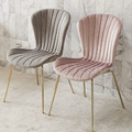 LUXURY 美式 餐廳椅 奢華風 無扶手 香草絨布 粉 鍍金腳餐椅_5