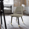 LUXURY 美式 餐廳椅 奢華風 無扶手 露娜絨布 灰 鍍金腳餐椅_1