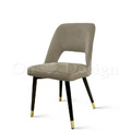 LUXURY 美式 餐廳椅 奢華風 無扶手 露娜絨布 灰 鍍金腳餐椅