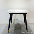 LUXURY 美式 奢華風 鍍金 餐廳 餐桌 咖啡桌 亞彌 大理石面 黑腳 方桌-80CM_2