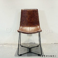 LOFT 法式 復古 工業風 鐵 咖啡廳 皮革 無扶手 史洛 餐椅-紅棕色_4