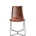 LOFT 法式 復古 工業風 鐵 咖啡廳 皮革 無扶手 史洛 餐椅-紅棕色