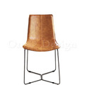 LOFT 法式 復古 工業風 鐵 咖啡廳 皮革 無扶手 史洛 餐椅-淺咖