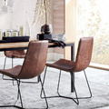 LOFT 法式 復古 工業風 鐵 咖啡廳 皮革 無扶手 史洛 餐椅-紅棕色_2