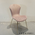 LUXURY 美式 餐廳椅 奢華風 無扶手 香草絨布 粉 鍍金腳餐椅_3