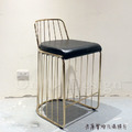 LUXURY 美式 極簡 鍍金 黑皮 設計款 無扶手 貝塔 線型 中島 吧台椅 - 黑皮 鍍金腳_3