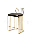 LUXURY 美式 極簡 鍍金 黑皮 設計款 無扶手 貝塔 線型 中島 吧台椅 - 黑皮 鍍金腳