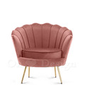 LUXURY 美式 極簡 鍍金 奢華風 單人 鍍金腳 貝殼 沙發 - 粉
