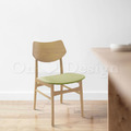 北歐極簡 設計款 小清新 餐椅 實木 餐廳椅 日式 艾莎 餐椅 原木色-綠布_1