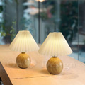 丹麥設計 復古 鄉村風 設計師的燈款 台燈 圓球 百褶傘 實木 桌燈-原木色_1