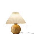 丹麥設計 復古 鄉村風 設計師的燈款 台燈 圓球 百褶傘 實木 桌燈-原木色