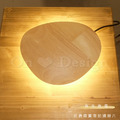 北歐 日式 床頭燈 實木 玻璃 走道燈 木 卵石 LED 壁燈 三段光 -大號_5