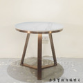 美式 岩板 客廳 咖啡桌 邊桌 大理石紋 岩板 三角 金色 白色圓形 邊几-50CM_3