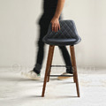 LOFT 工業風吧椅酒吧 高吧 咖啡廳 列特 格菱紋 實木腳 吧檯椅-黑皮_1