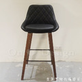 LOFT 工業風吧椅酒吧 高吧 咖啡廳 列特 格菱紋 實木腳 吧檯椅-黑皮_3