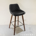 LOFT 工業風吧椅酒吧 高吧 咖啡廳 列特 格菱紋 實木腳 吧檯椅-黑皮_5