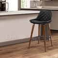LOFT 工業風吧椅酒吧 高吧 咖啡廳 列特 格菱紋 實木腳 吧檯椅-黑皮_2