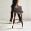 LOFT 工業風吧椅酒吧 高吧 咖啡廳 列特 實木腳 吧檯椅 深咖皮 -69H_1