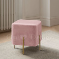 LUXURY 美式 極簡 鍍金 奢華風 穿鞋凳 玄關凳 可麗露 方型 矮凳 - 粉_2