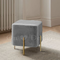 LUXURY 美式 極簡 鍍金 奢華風 穿鞋凳 玄關凳 可麗露 方型 矮凳 - 灰_1