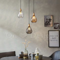 丹麥設計 北歐 極簡 設計師的燈款 實木柄 水滴 波紋 玻璃 吊燈-煙燻_3