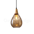 丹麥設計 北歐 極簡 設計師的燈款 實木柄 水滴 波紋 玻璃 吊燈-琥珀