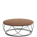 簡約 北歐風格 客廳 咖啡桌 仿舊LOFT 曲線 鐵件 圓形茶几 胡桃色-80CM