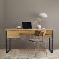 北歐 極簡 風格 餐桌 玄關桌 托馬斯 USB 橡木色 雙層抽屜 書桌 - 150CM_1