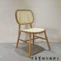 北歐實木 扶手 餐椅 餐廳椅 藤編椅靠背 藤本 餐椅 A款 -胡桃色_4
