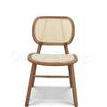 北歐實木 扶手 餐椅 餐廳椅 藤編椅靠背 藤本 餐椅 A款 -胡桃色