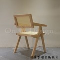 北歐實木 扶手 餐椅 餐廳椅 藤編椅靠背 昌迪加爾 扶手餐椅 -原木色_6