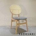 北歐實木 扶手 餐椅 餐廳椅 藤編椅靠背 藤本 餐椅 C款 原木/灰墊_3
